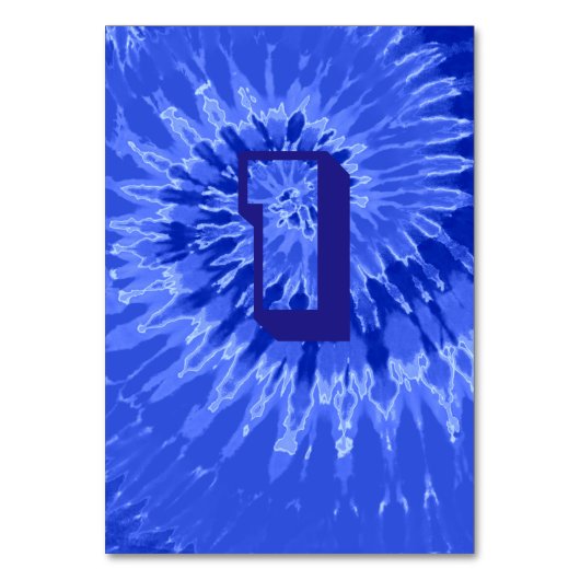 Royal Blue Spiral Tie Dye Wedingtabel One Kaart (Voorkant)