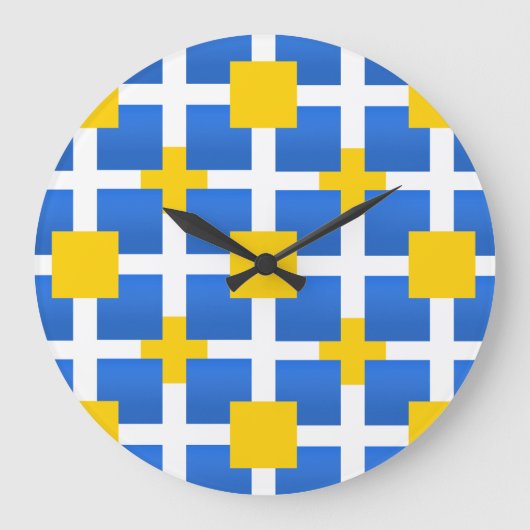Royal Blue Squares Grote Klok (Voorkant)
