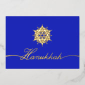 Royal Blue Star of David Folie Holiday Kaart (Voorkant)