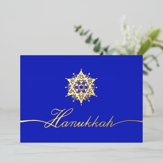 Royal Blue Star of David Folie Holiday Kaart (Staand Voorkant)