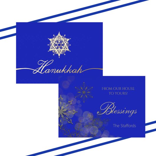 Royal Blue Star of David Folie Holiday Kaart