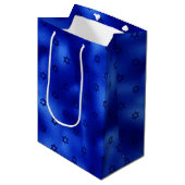 Royal Blue Star van David Hanukkah Medium Gift Bag Cadeauzakje (Voorkant Gekanteld)