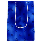Royal Blue Star van David Hanukkah Medium Gift Bag Cadeauzakje (Achterkant)