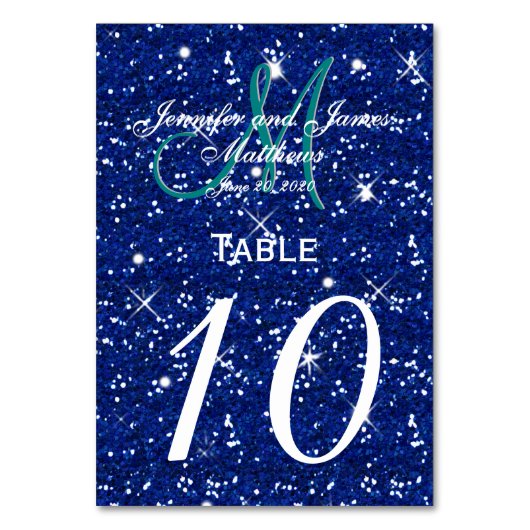 Royal Blue Sterrennacht Trouwtafel Nummer Kaart (Achterkant)
