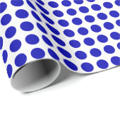 Royal Blue Stippen op White Wrapping Paper Cadeaupapier (Rol Hoek)