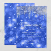Royal Blue String Lights Sparkle Quinceañera Kaart (Voorkant / Achterkant)