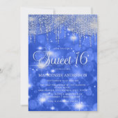 Royal Blue String Lights Sparkle Sweet 16 Kaart (Voorkant)