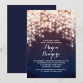 Royal Blue String Lights vrijgezellenfeest nodigt  Kaart (Voorkant / Achterkant)