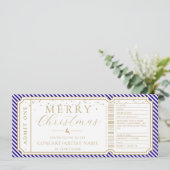 Royal Blue Stripe Concertkaartje Cadeaubon Kaart (Staand voorkant)