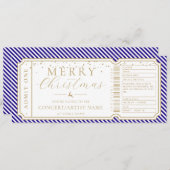 Royal Blue Stripe Concertkaartje Cadeaubon Kaart (Voorkant / Achterkant)