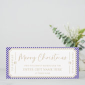 Royal Blue Stripe Kerst cadeaubon Kaart (Staand voorkant)