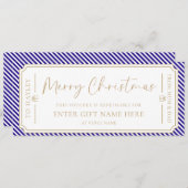 Royal Blue Stripe Kerst cadeaubon Kaart (Voorkant / Achterkant)