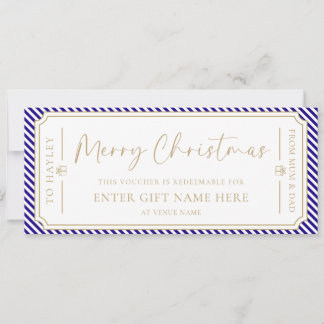Royal Blue Stripe Kerst cadeaubon Kaart