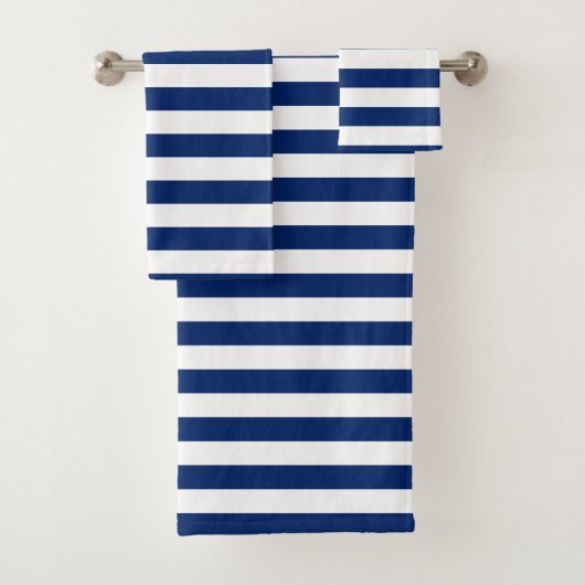 Royal Blue Striped Bad Handdoek (Insitu)