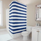 Royal Blue Striped Douchegordijn (In situ)