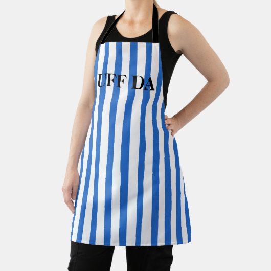 Royal Blue Striped Uff Da All-Over Print Apron Schort (Insitu)