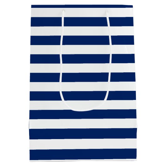 Royal Blue Striped Wedding Bedankt Medium Cadeauzakje (Achterkant)