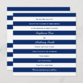 Royal Blue Striped Wedding Kaart (Voorkant / Achterkant)