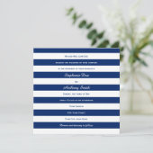 Royal Blue Striped Wedding Kaart (Staand voorkant)