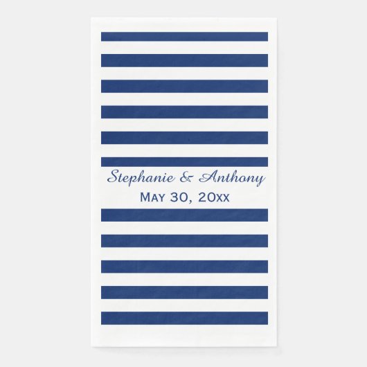 Royal Blue Striped Wedding Servet (Voorkant)