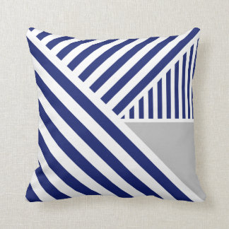 Royal Blue Stripes and Grey Kussen