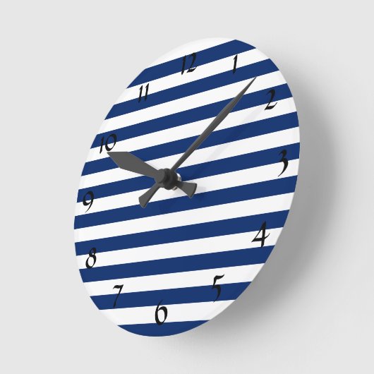 Royal Blue Stripes Pattern Ronde Klok (Hoek)