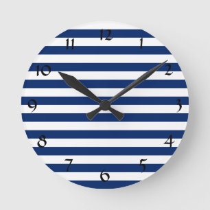 Royal Blue Stripes Pattern Ronde Klok