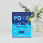 Royal Blue Summer Pool Birthday Party Briefkaart (Staand voorkant)