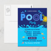 Royal Blue Summer Pool Birthday Party Briefkaart (Voorkant / Achterkant)