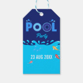 Royal Blue Summer Pool Birthday Party Cadeaulabel (Voorkant)