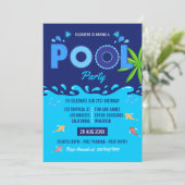 Royal Blue Summer Pool Birthday Party Kaart (Staand voorkant)