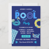 Royal Blue Summer Pool Birthday Party Kaart (Voorkant)
