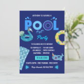 Royal Blue Summer Pool Birthday Party Kaart (Staand voorkant)