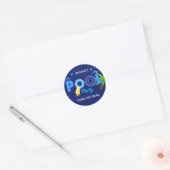 Royal Blue Summer Pool Birthday Party Ronde Sticker (Envelop)