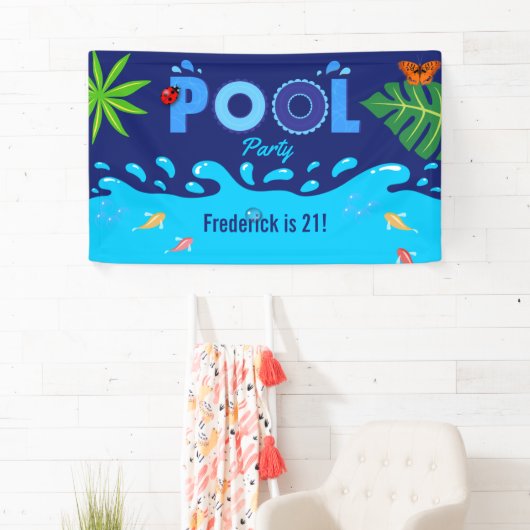 Royal Blue Summer Pool Birthday Party Spandoek (Insitu)