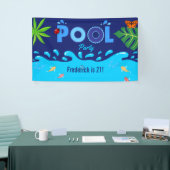 Royal Blue Summer Pool Birthday Party Spandoek (Beurs)