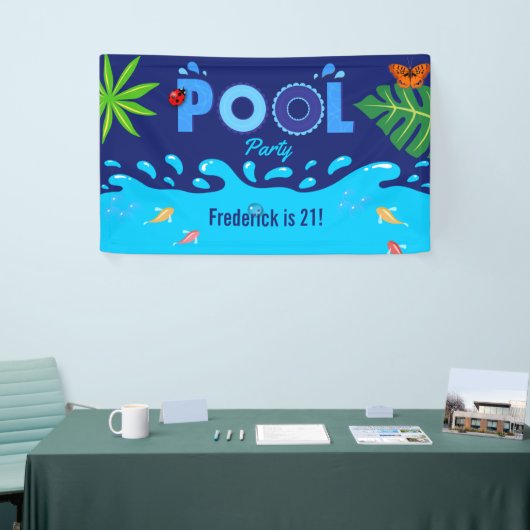 Royal Blue Summer Pool Birthday Party Spandoek (Beurs)