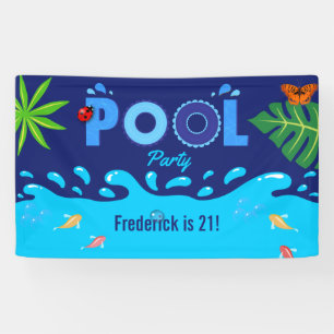 Royal Blue Summer Pool Birthday Party Spandoek