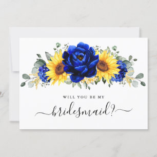 Royal Blue Sunflower Ben je mijn Bridesmaid? Kaart