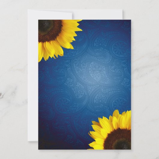 Royal Blue & Sunflower Uitnodiging (Achterkant)
