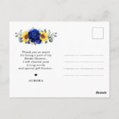 Royal Blue Sunflower Vrijgezellenfeest Dank u Briefkaart (Achterkant)