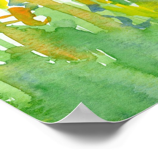 Royal Blue Sunshine Yellow Waterverf Flowers Poster (Hoek)