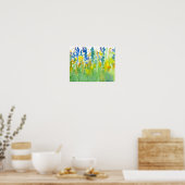 Royal Blue Sunshine Yellow Waterverf Flowers Poster (Keuken)