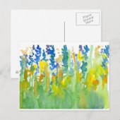 Royal Blue Sunshine Yellow Waterverf Wildflowers Briefkaart (Voorkant / Achterkant)