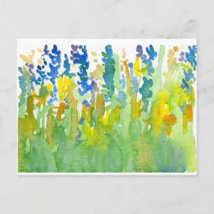 Royal Blue Sunshine Yellow Waterverf Wildflowers Briefkaart