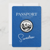 Royal Blue Sweden Passport Wedding Invitation Kaart (Achterkant)