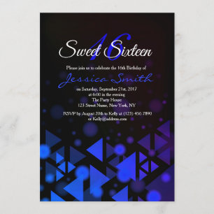 Royal Blue Sweet 16 Party Invite Kaart