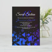Royal Blue Sweet 16 Party Uitnodigen Kaart (Staand voorkant)