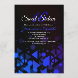 Royal Blue Sweet 16 Party Uitnodigen Kaart