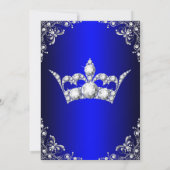 Royal Blue Sweet 16 Silver Pearl Damask crown Kaart (Achterkant)